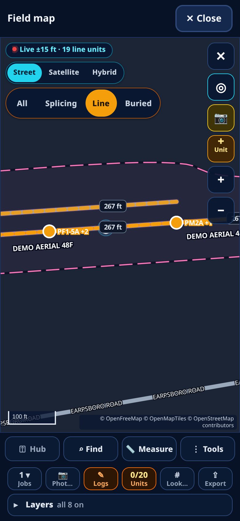 Line view of the field map